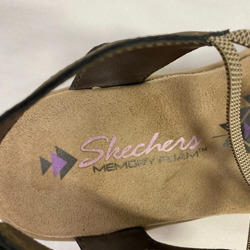 Skechers Women's Reggae Slim Summer Getaway Brown Tan Strappy Sandals Size 6 - Picture 8 of 9
